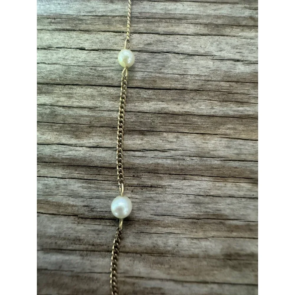 Vintage 14K Filled Gold Chain Necklace With Freshwater Pearls 16" - Picture 5 of 5